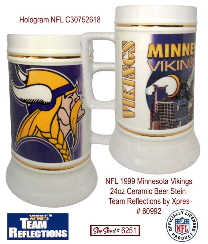 NFL 1999 Minnesota Vikings 24oz Beer Stein Team Reflections by Xpres 60992