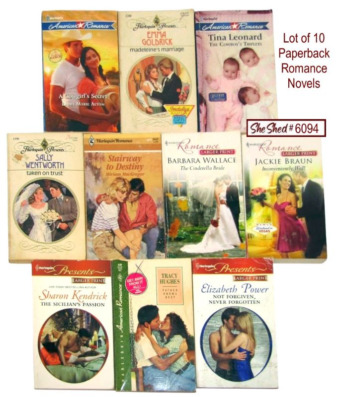 Lot of 10 Harlequin Romance Paperback Novels Mixed Authors Large Print Books