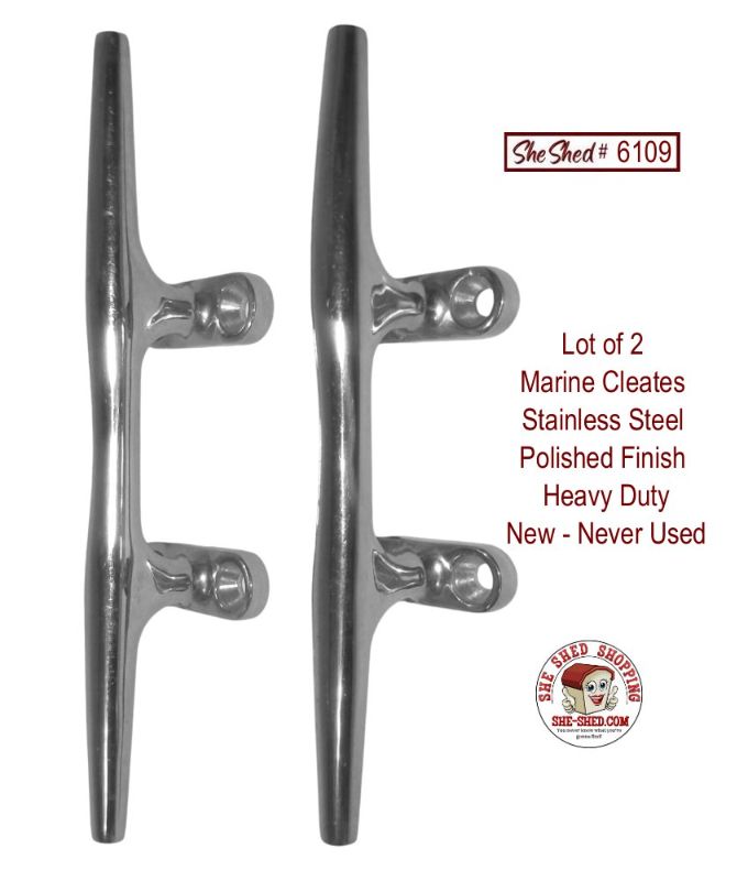 Lot of 2 Heavy Duty 8" Stainless Steel Marine Boat Dock Cleats Polished New