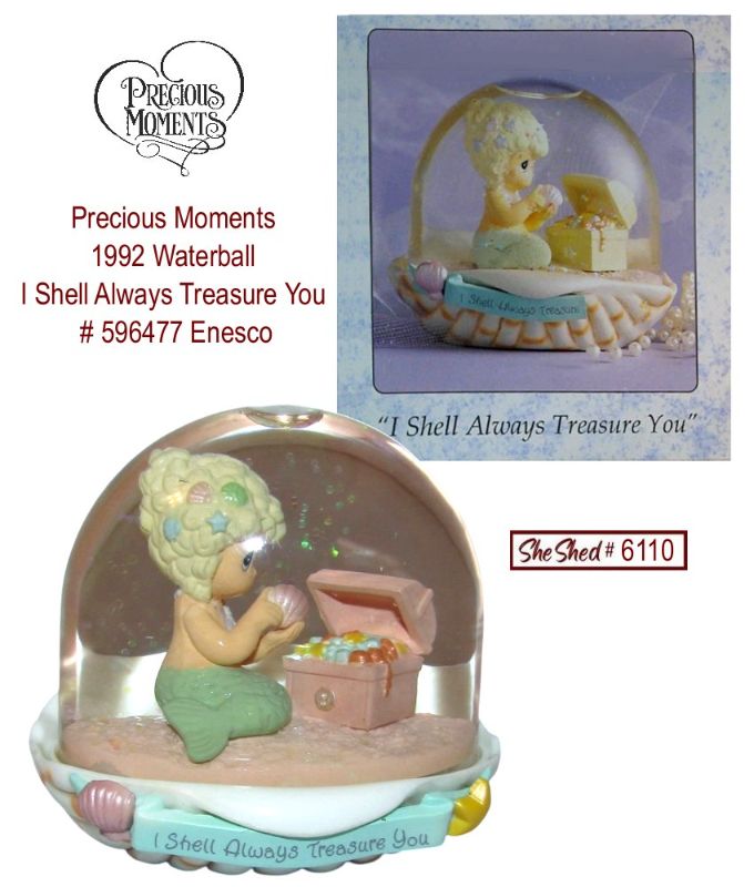 Precious Moments 1992 Waterball I Shell Always Treasure You 596477 Original Box