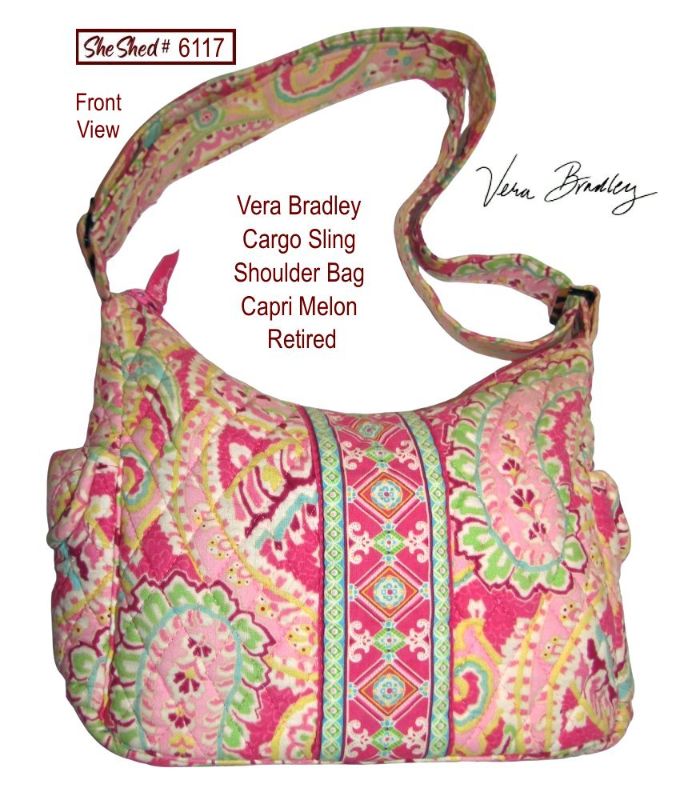 Vera Bradley Capri Melon Cargo Sling Shoulder Bag Retired Pink Paisley