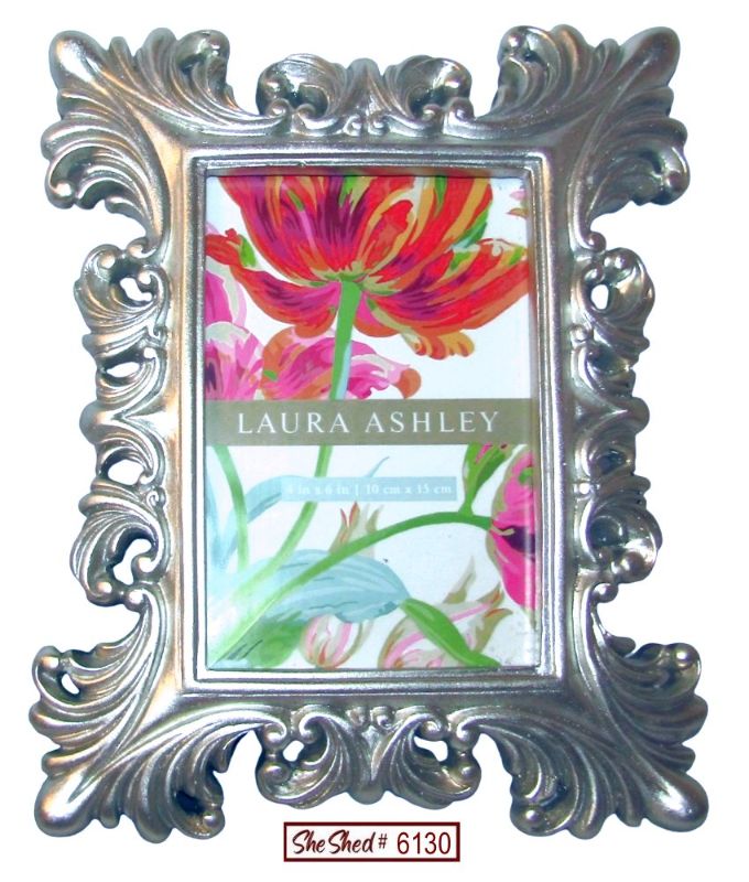 Laura Ashley Ornate Silver Resin Photo Frame Baroque Scroll fits 4x6 Photo