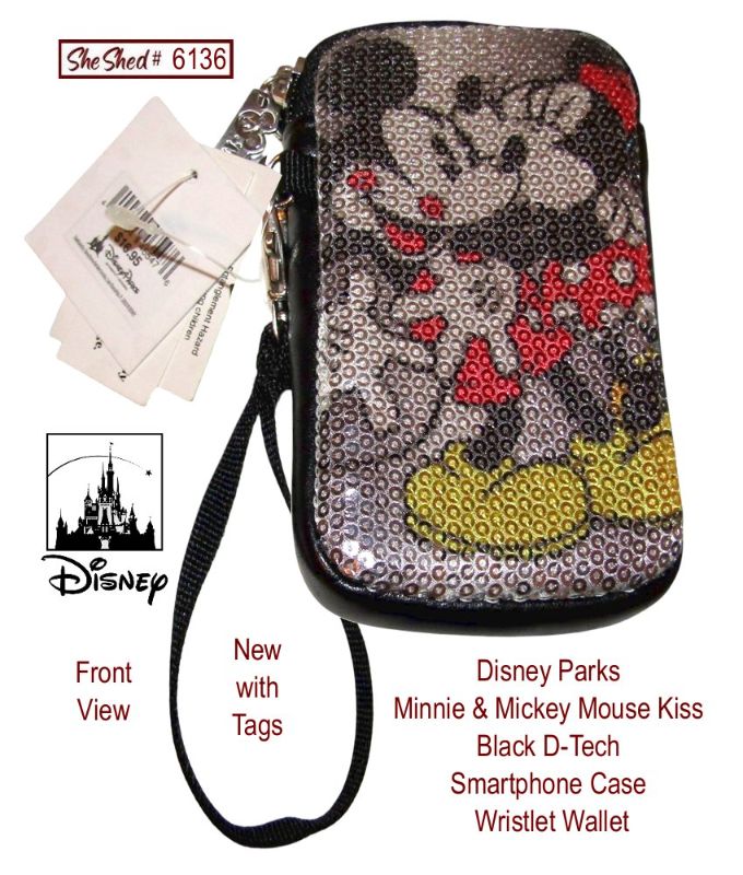Disney Parks Mickey Minnie Mouse Kiss D-Tech Smartphone Case Wristlet NWT
