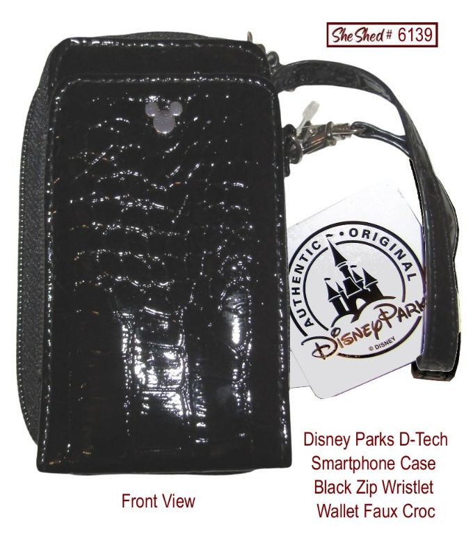 Disney Parks D-Tech Black Faux Croc Smartphone Case Wristlet Wallet NWT