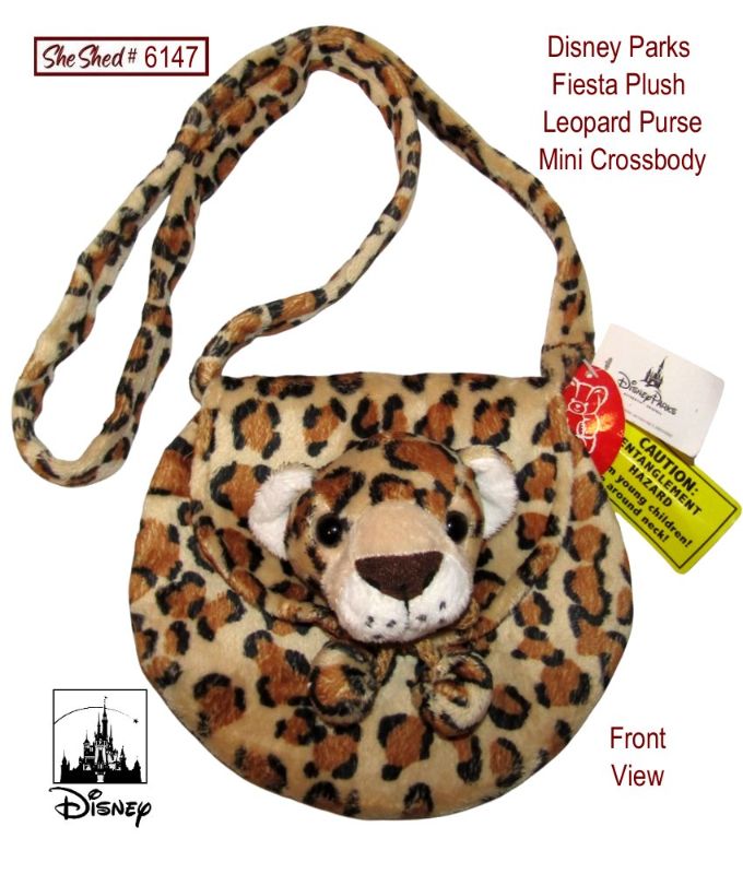 Disney Parks Fiesta Plush 6.5" Leopard Mini Crossbody Purse Bag NWT