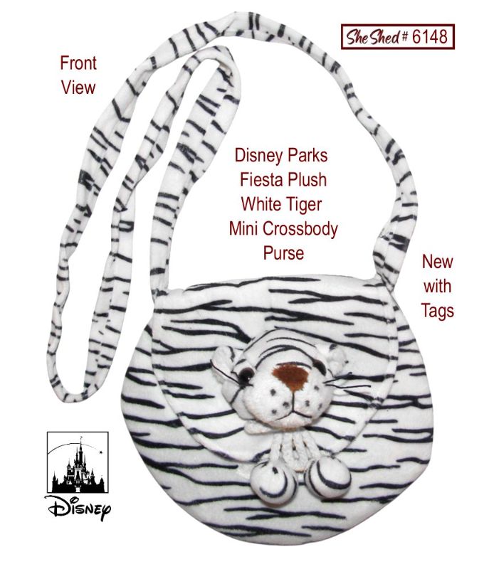 Disney Parks Fiesta White Tiger Plush 6.5" Mini Crossbody Purse NWT