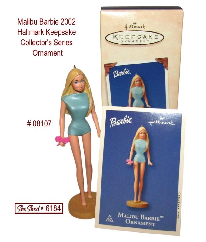 Malibu Barbie 2002 Hallmark Keepsake Collector Ornament 08107 with original box