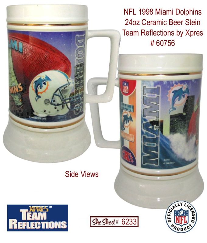 NFL 1998 Miami Dolphins 24oz Beer Stein Team Reflections by Xpres 60756