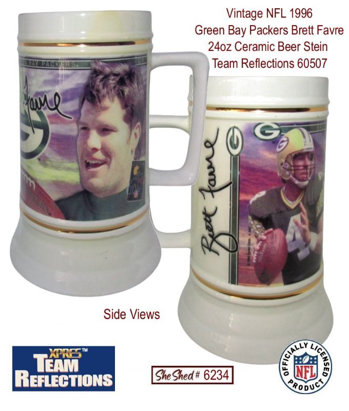 NFL 1996 Green Bay Packers Brett Favre 24oz Beer Stein Team Reflections 60507