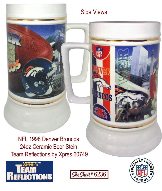 NFL 1998 Denver Broncos 24oz Beer Stein Team Reflections by Xpres 60749