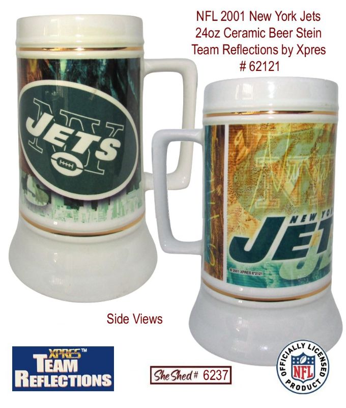 NFL 2001 New York Jets 24oz Beer Stein Team Reflections by Xpres 62121