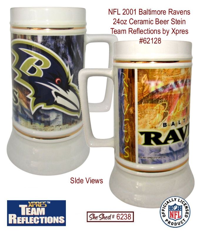 NFL 2001 Baltimore Ravens 24oz Beer Stein Team Reflections by Xpres 62128