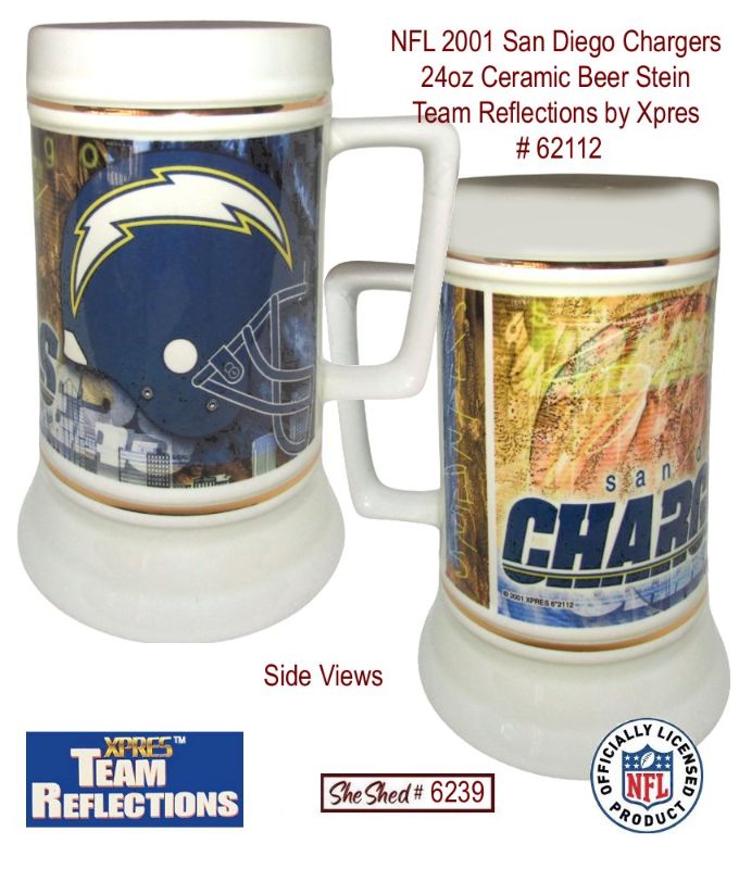 NFL 2001 San Diego Chargers 24oz Beer Stein Team Reflections by Xpres 62112