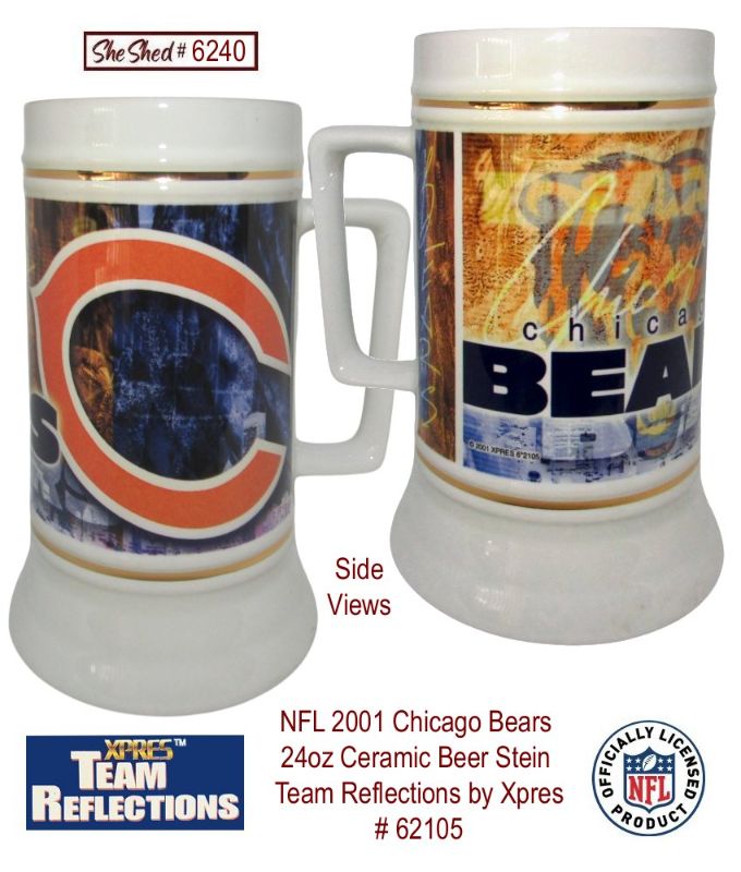 NFL 2001 Chicago Bears 24oz Beer Stein Team Reflections by Xpres 62105