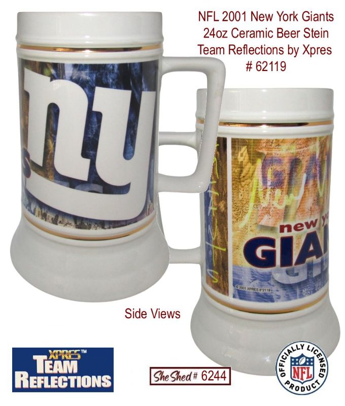 NFL 2001 New York Giants 24oz Beer Stein Team Reflections by Xpres 62119