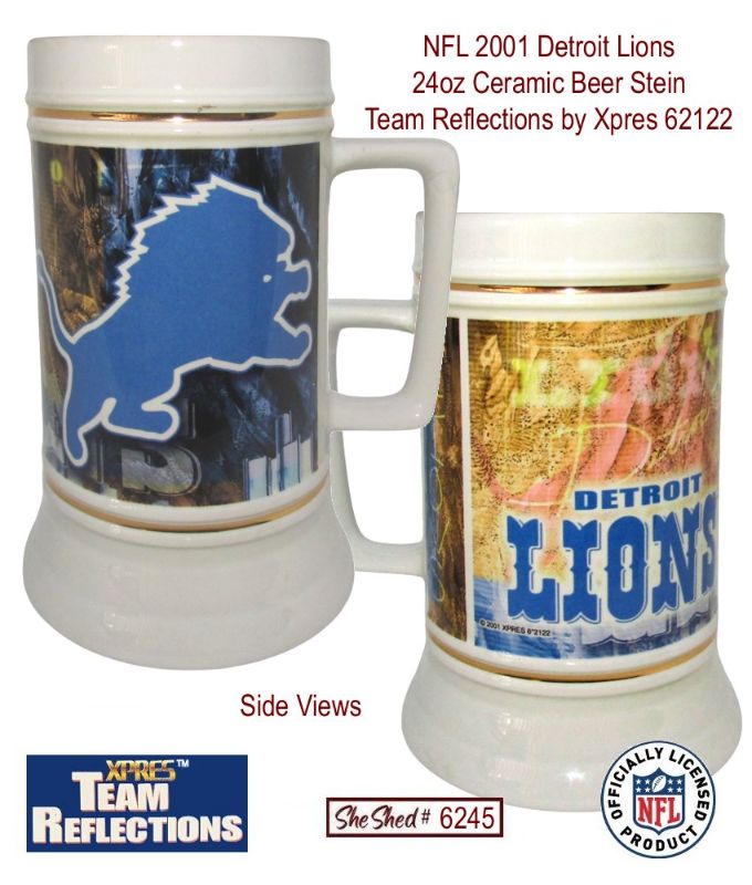 NFL 2001 Detroit Lions 24oz Beer Stein Team Reflections by Xpres 62122