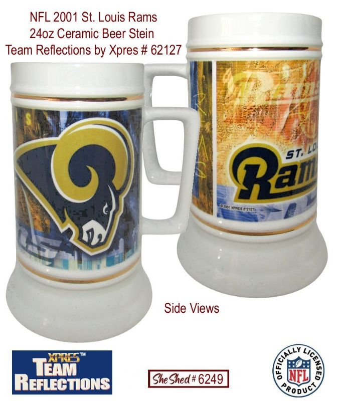 NFL 2001 St. Louis Rams 24oz Ceramic Beer Stein Team Reflections by Xpres 62127