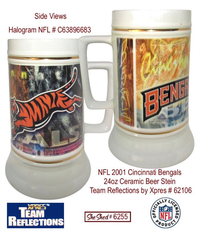 NFL 2001 Cincinnati Bengals 24oz Beer Stein Team Reflections by Xpres 62106