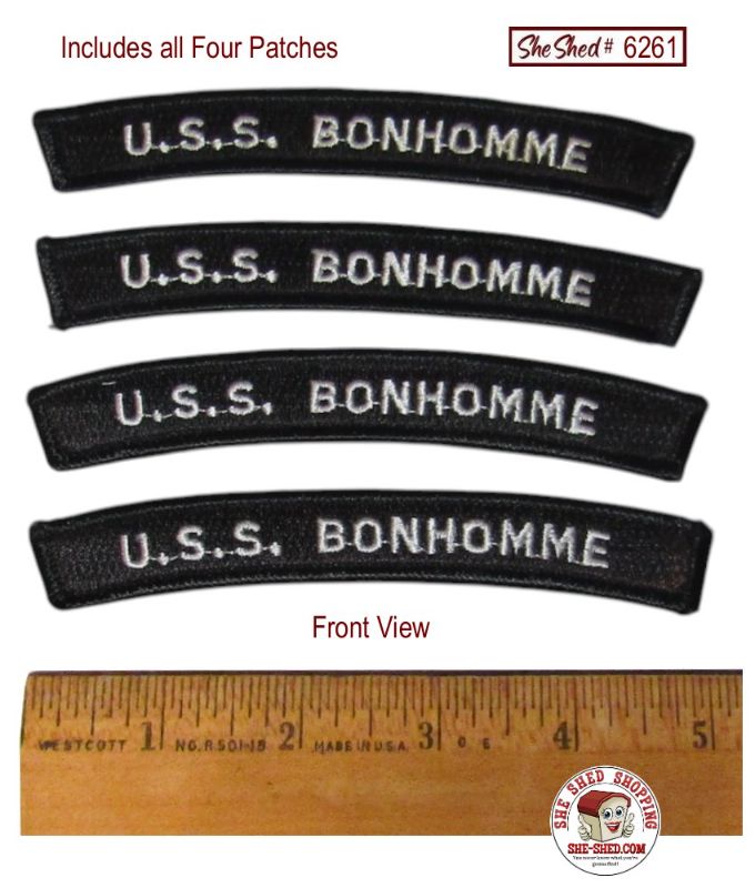 Lot of 4 U.S.S. Bonhomme US Navy Embroidered Black White Name Patches