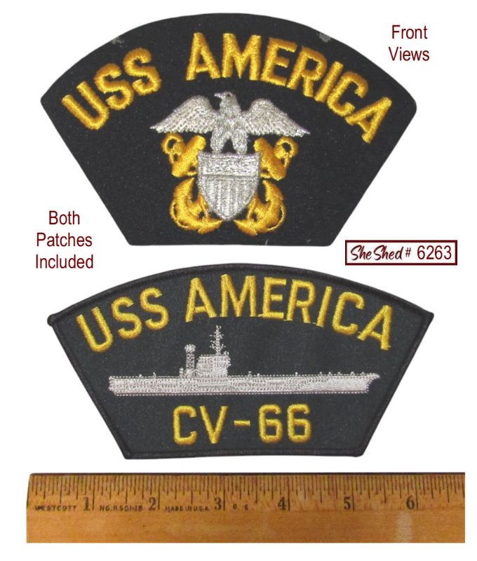 USS America CV-66 US Navy Aircraft Carrier Embroidered Patch Lot of 2 Multicolor