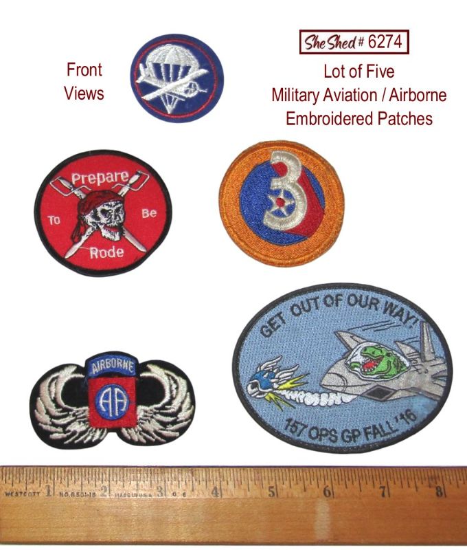 Lot of 5 USA Military Aviation Airborne Embroidered Unit Insignia Patches