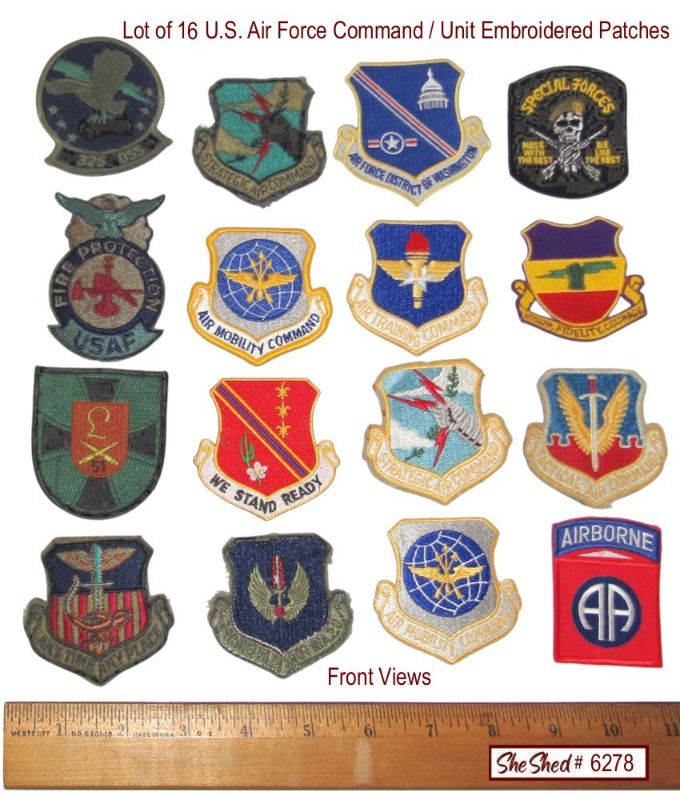 Lot of 16 U.S. Air Force Command Unit Embroidered Military Patches USAF  VGC