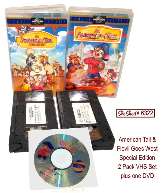 American Tail & Fievil Goes West Special Edition 2 Pack VHS Set plus one CD ROM