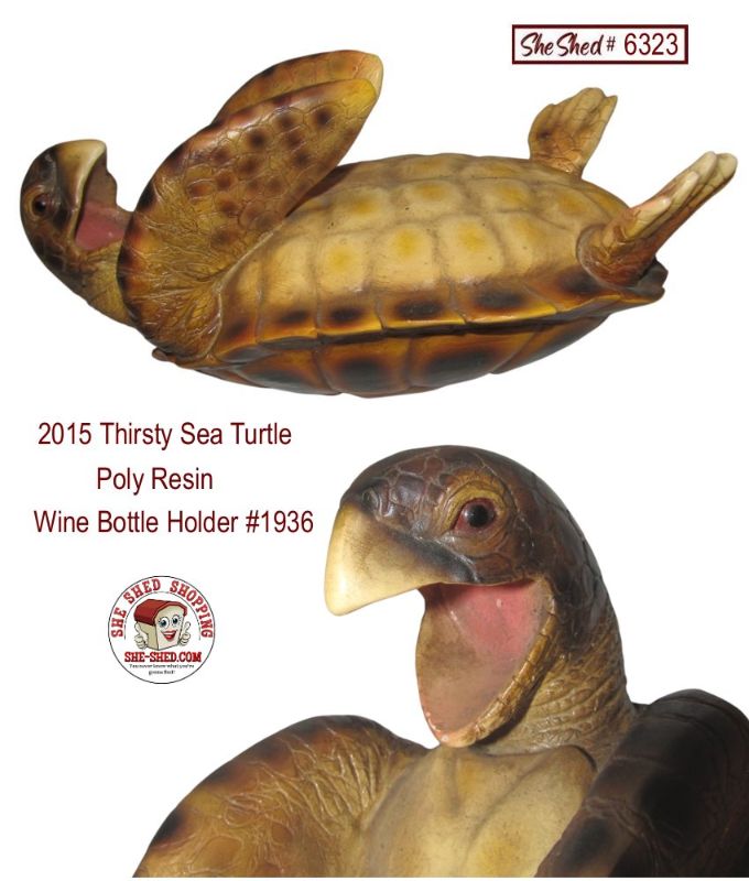 2015 Thirsty Sea Turtle Wine Bottle Holder Rivers Edge #1936 Polyresin 12"