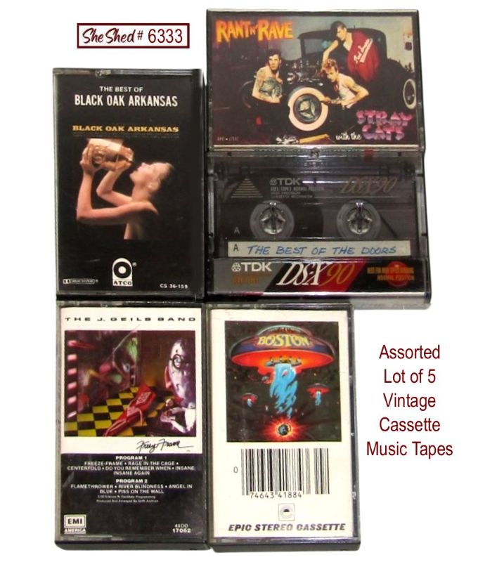 Vintage Lot of 5 Rock Cassette Tapes Black Oak Arkansas Boston Stray Cats