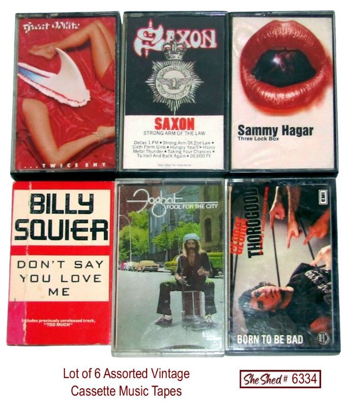Vintage Lot of 6 Rock Cassette Tapes Saxon Great White Hagar Foghat Squier