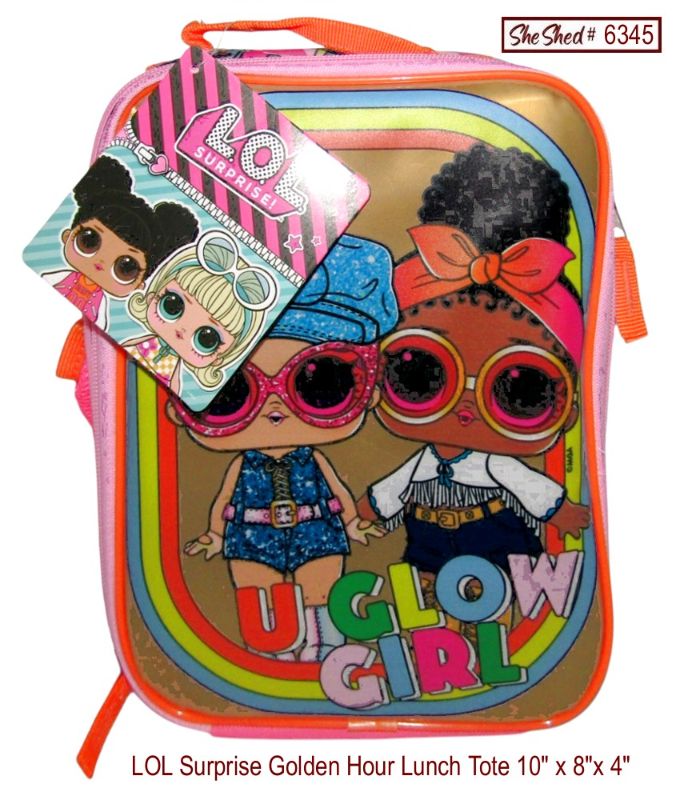 LOL Surprise Golden Hour Girls Insulated Lunch Tote Bag Pink Rainbow NWT 10x8x4